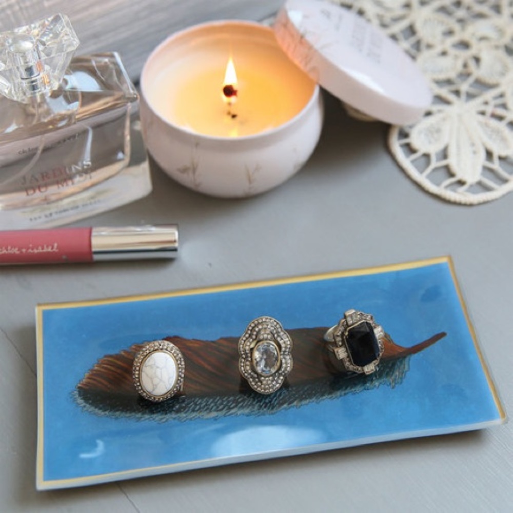 In Fine Feather Glass Tray